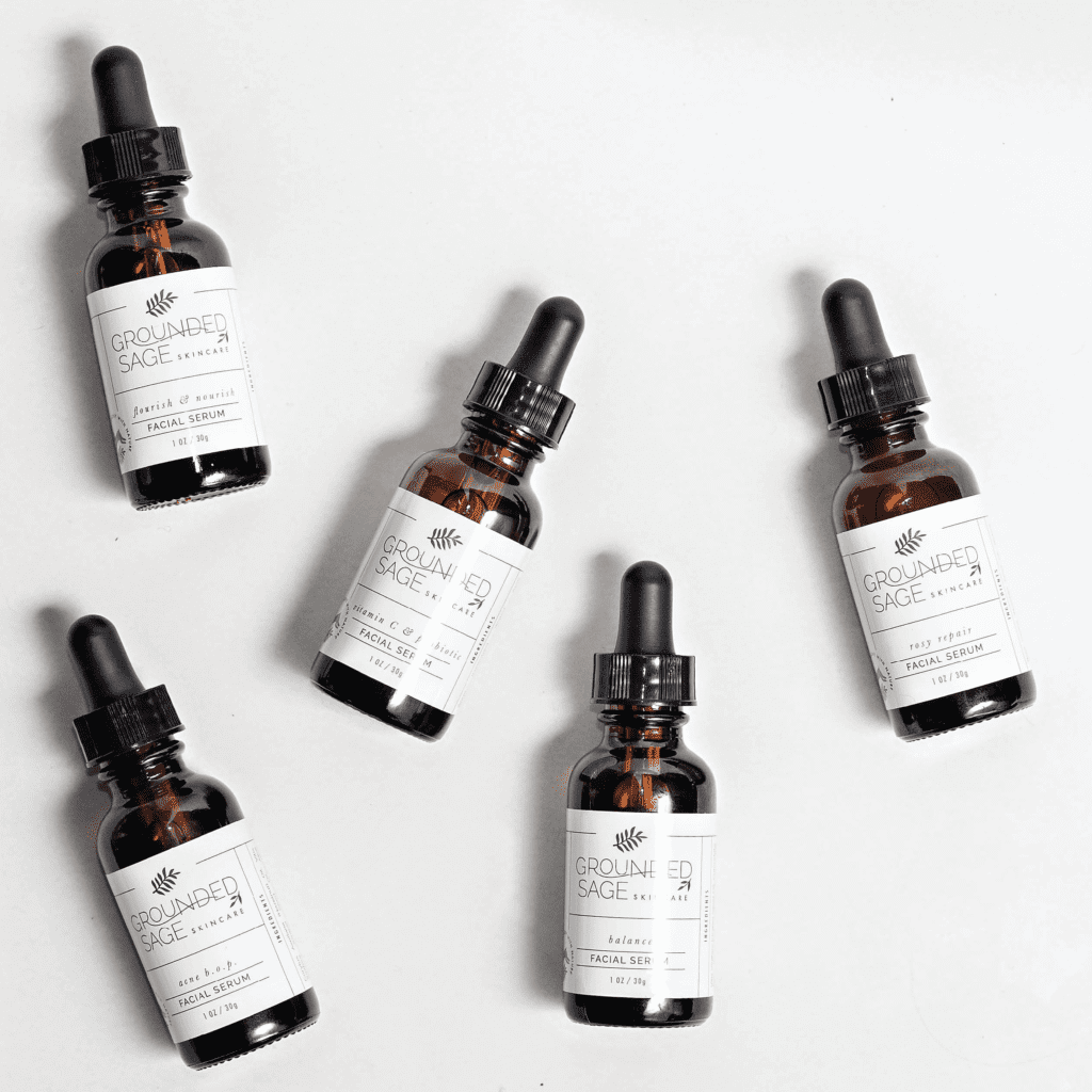 Grounded Sage Skincare line of facial serums for different skin needs and challenges- made with natural ingredients | organic skincare | eco beauty | holistic earthy skincare | vegan skin care