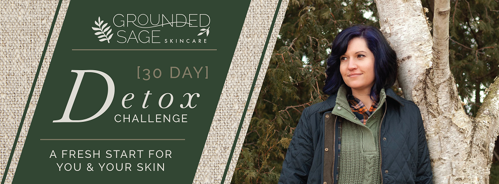 30-day detox challenge with grounded sage skincare banner