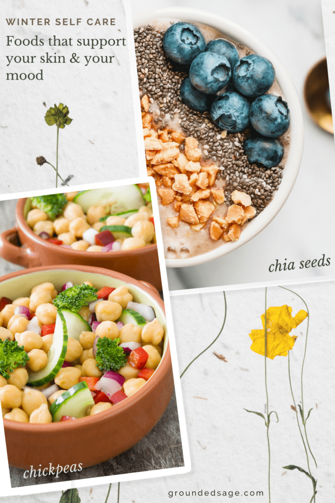 winter self care - healthy comfort foods that boost your mood and care for your skin - beauty foods - chia seeds and chickpeas