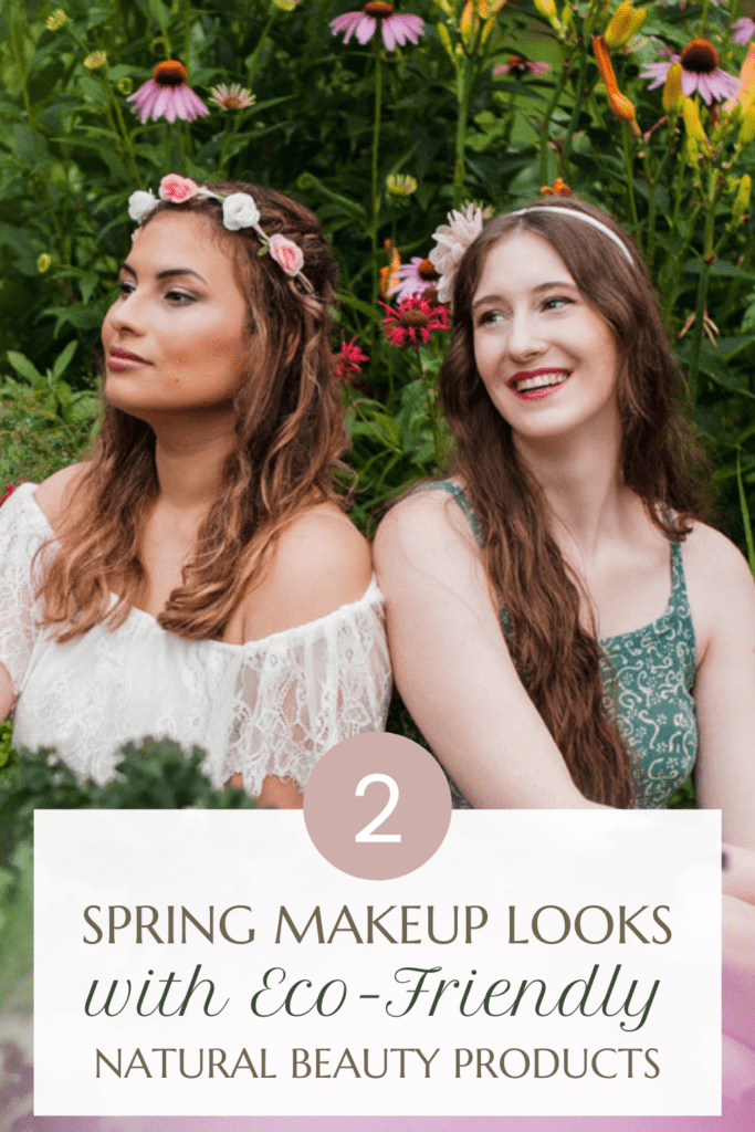 Spring makeup looks with eco friendly sustainable clean cosmetics