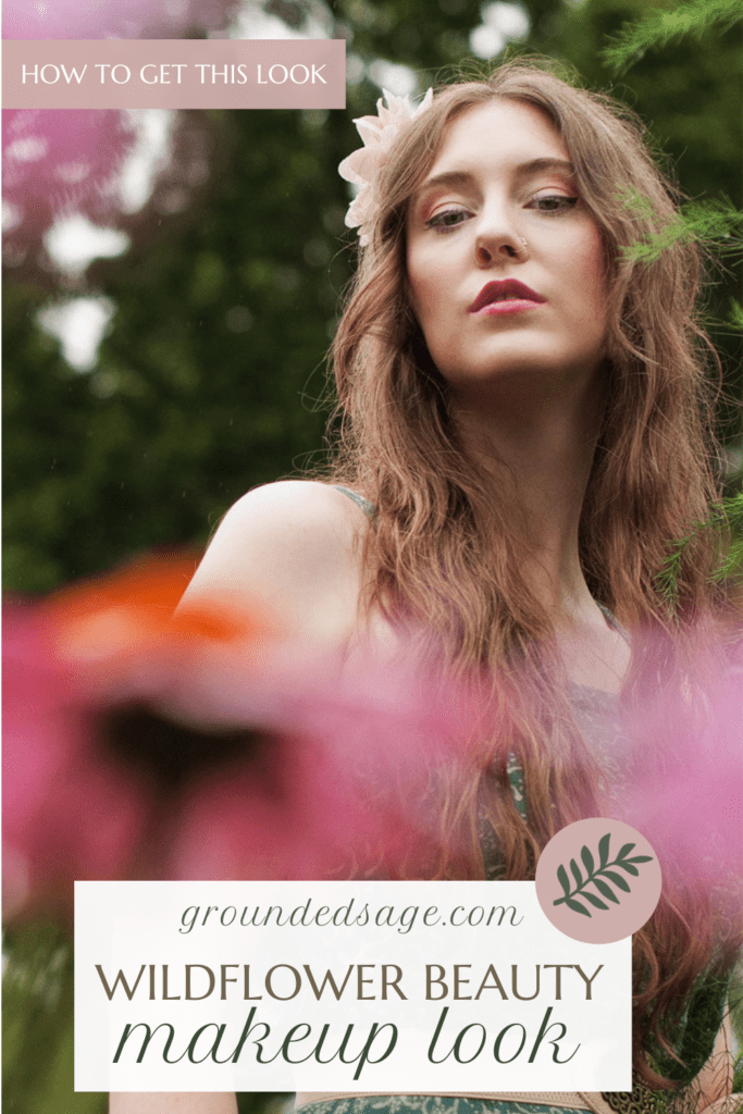 Organic wildflower garden inspired spring makeup look using pure vegan eco cosmetics