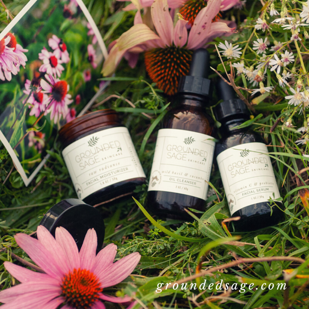 Natural Spring Skincare Routine with Beauty Products infused with Real Flowers, Organic Wildflowers, and Plant Essence. Healthy Clean Skin Care